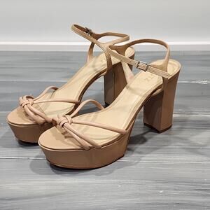 Schutz Kelsie Platform Sandal Strappy High Heels Block‎ Heel Nude Size 9.5 B